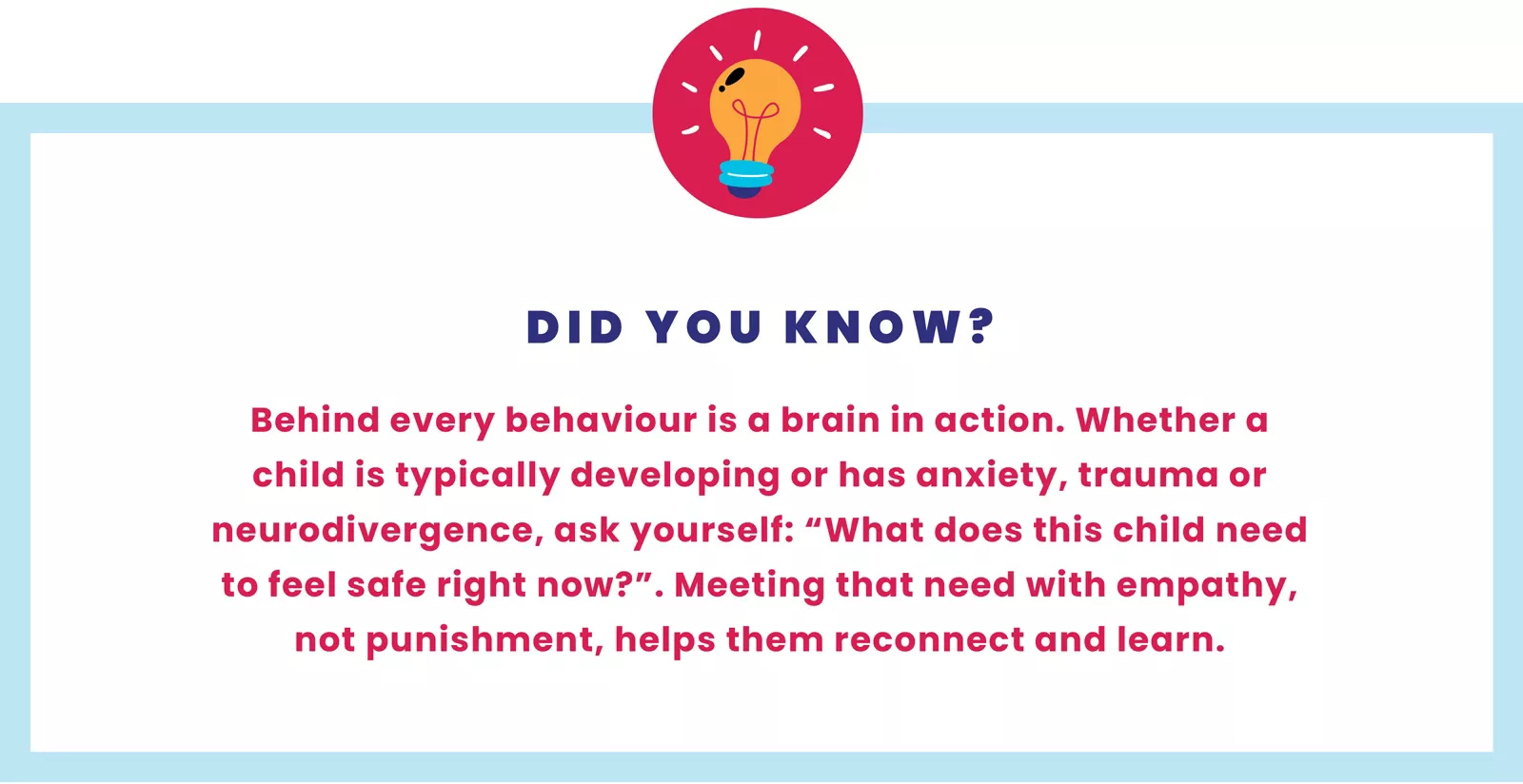 Tip on responding to all children’s emotions with empathy, whether they are typically developing or have additional needs.