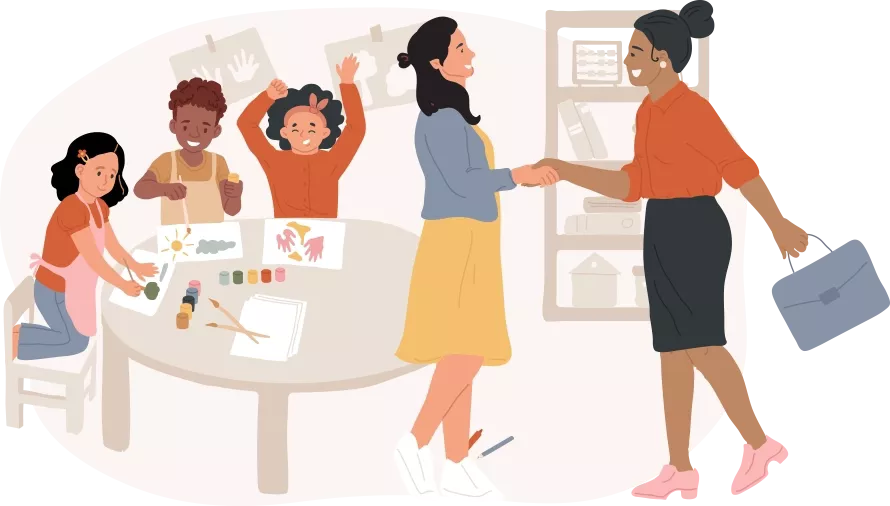 Illustration of children engaged in an art activity