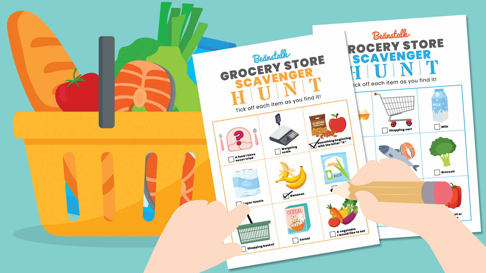 Grocery store scavenger hunt printables, offering a fun and engaging family-friendly activity while shopping.