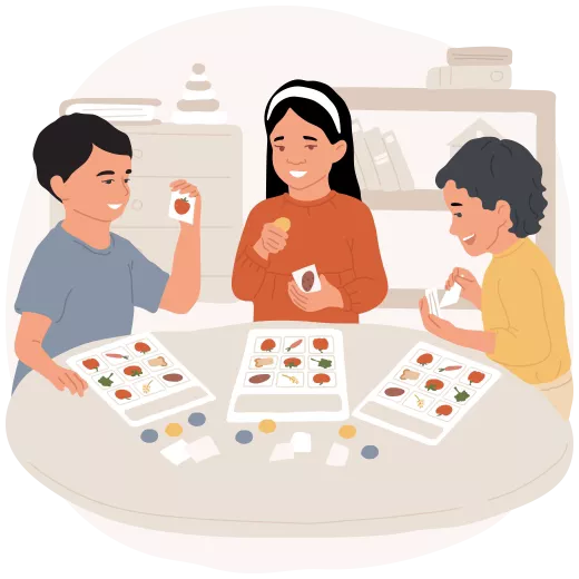 An illustration of children playing a game of bingo