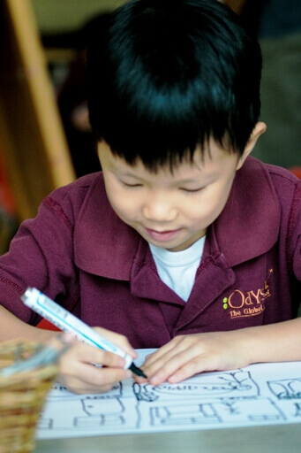 children writing
