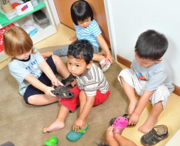 Children wearing shoes